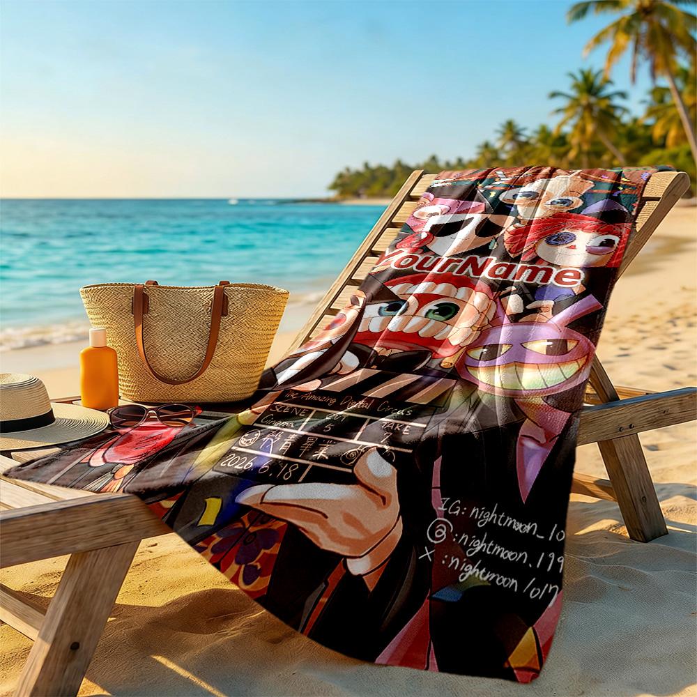 Digital Circus Personalized Text Beach Towel Quick-Dry Soft Microfiber Perfect for Traveling Yoga Camping and Swimming