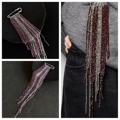 Alloy Clothing Tie Pin Water Droplet Fringe Bead Fixed Ornament Tassel Chain Brooch  Women Girls