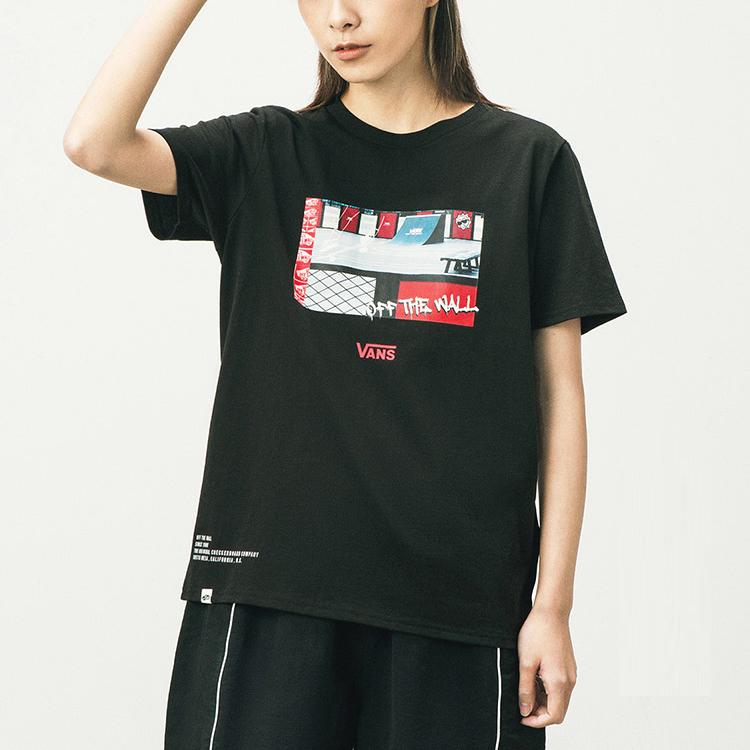 Vans T Shirts Women's Black Crew Neck Moderate Straight Fit VN0A5F1XBLK