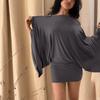 Long Sleeve Bodycon Dress Slim Fit Batwing Sleeve Dress Stretchy Off Shoulder Dress  Spicy Girl