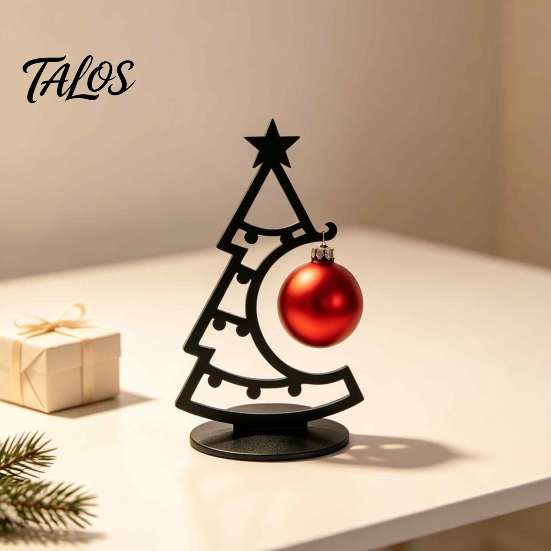 Sturdy Desktop Christmas Tree 3D Printed Ornament, Decorative Hollow Figurine with Window Display Props Stable Base for Home Office Holiday