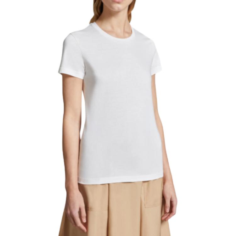 Moncler Solid Color Round Neck Regular Fit Short Sleeve T-Shirt Women Tops White J1-093-8C73200-V8058-033