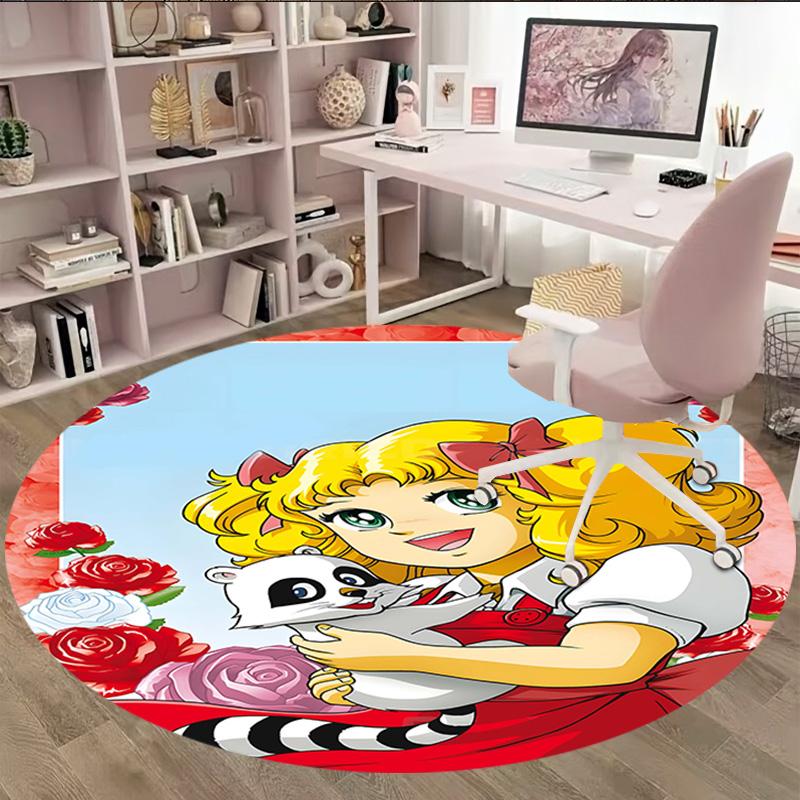 1pc Candy Candy2 Print Round Carpet Chair Round Carpet Suitable for Bedroom Living Room Home Decorative Carpet
