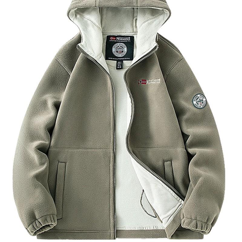 Men Women Fleece Jacket With Hood Warm Winter Thick Polar Outerwear Outdoor Casual Wear