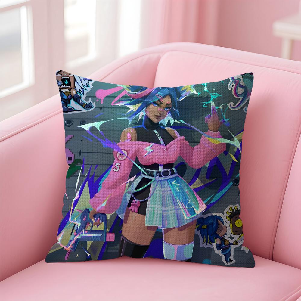 Games VVALORANTS Cushion Cover Natural Linen Pillow Case DoubleSided Print Decorative Sofa Pillowcase Home Decor Gift