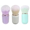 3pcs Nail Dust Cleansing Brush Soft Hair Comfortable Grip Loose Powder Brush with Cover White Purple Green