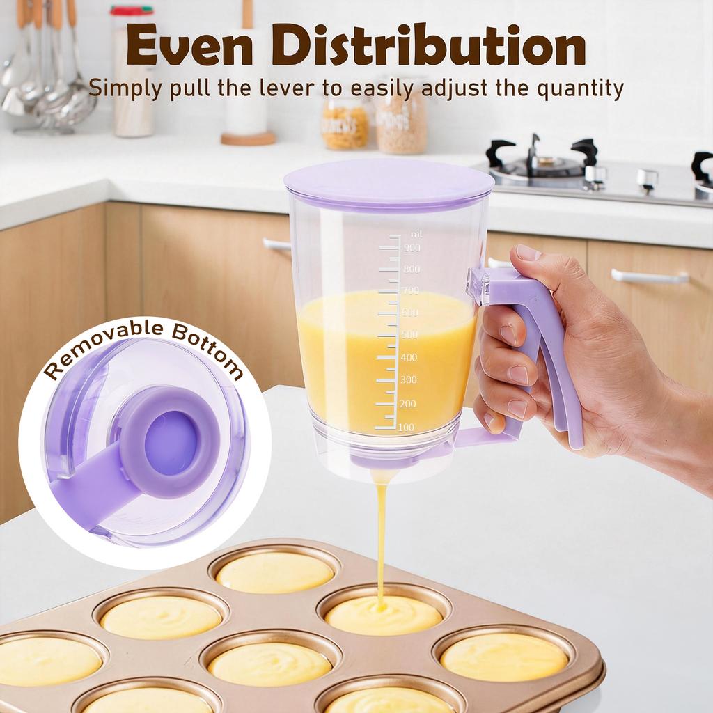 900/1000 ML Pancake Batter Dispenser Handheld Waffles Batter Separator Multi-purpose Baking Funnel for Pancake Crepes Cupcake