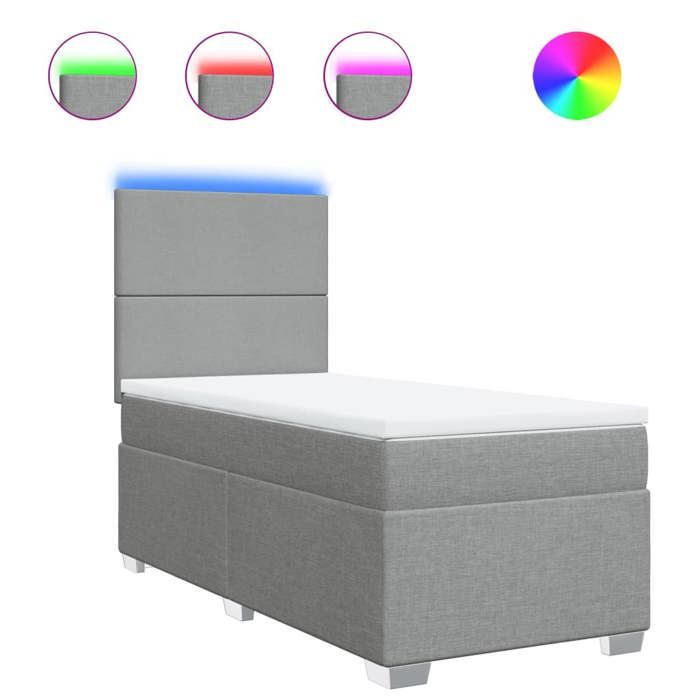 VidaXL Slatted Bed Base and Mattress Light Grey 90x190 Cm Fabric, Bed, Platform Bed, Panel Bed, Furniture of 3292636