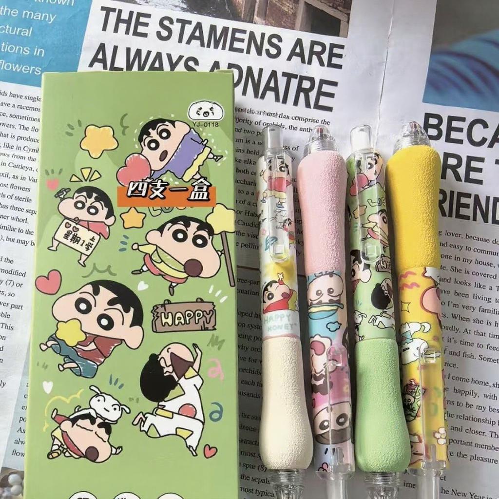 Crayon Shin Chan Push Button Gel Pen Stationery For School Fun Face Chang Cute Student Exam Pen Black Water Pan Papeleria Gift