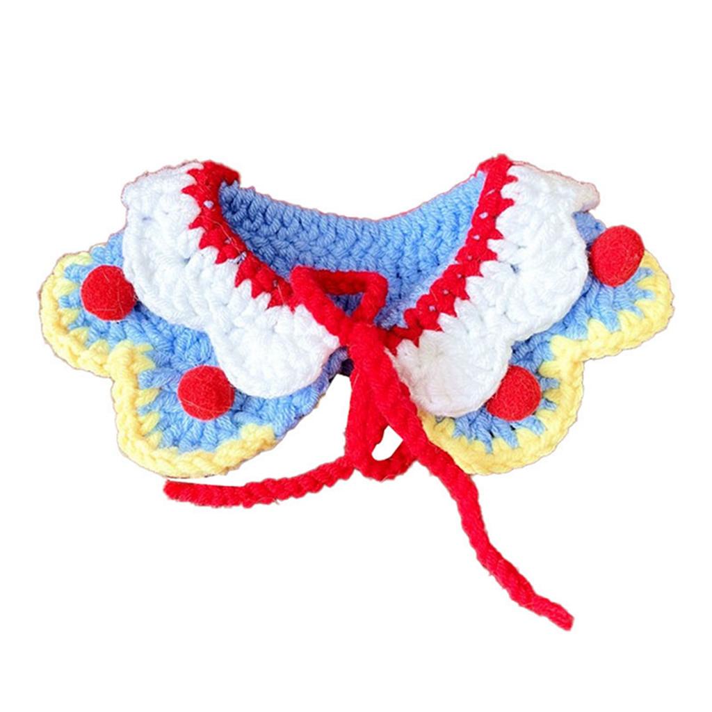 Pet Christmas Scarf Handcrafted Knitted Warm Comfortable Dog Winter Scarf for Cats Puppy Blue Double Collar S