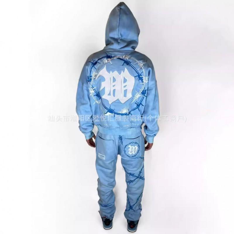 Unisex Hip Hop Hoodie Sweatpants Set Loose Fit Long Sleeve Casual Wear