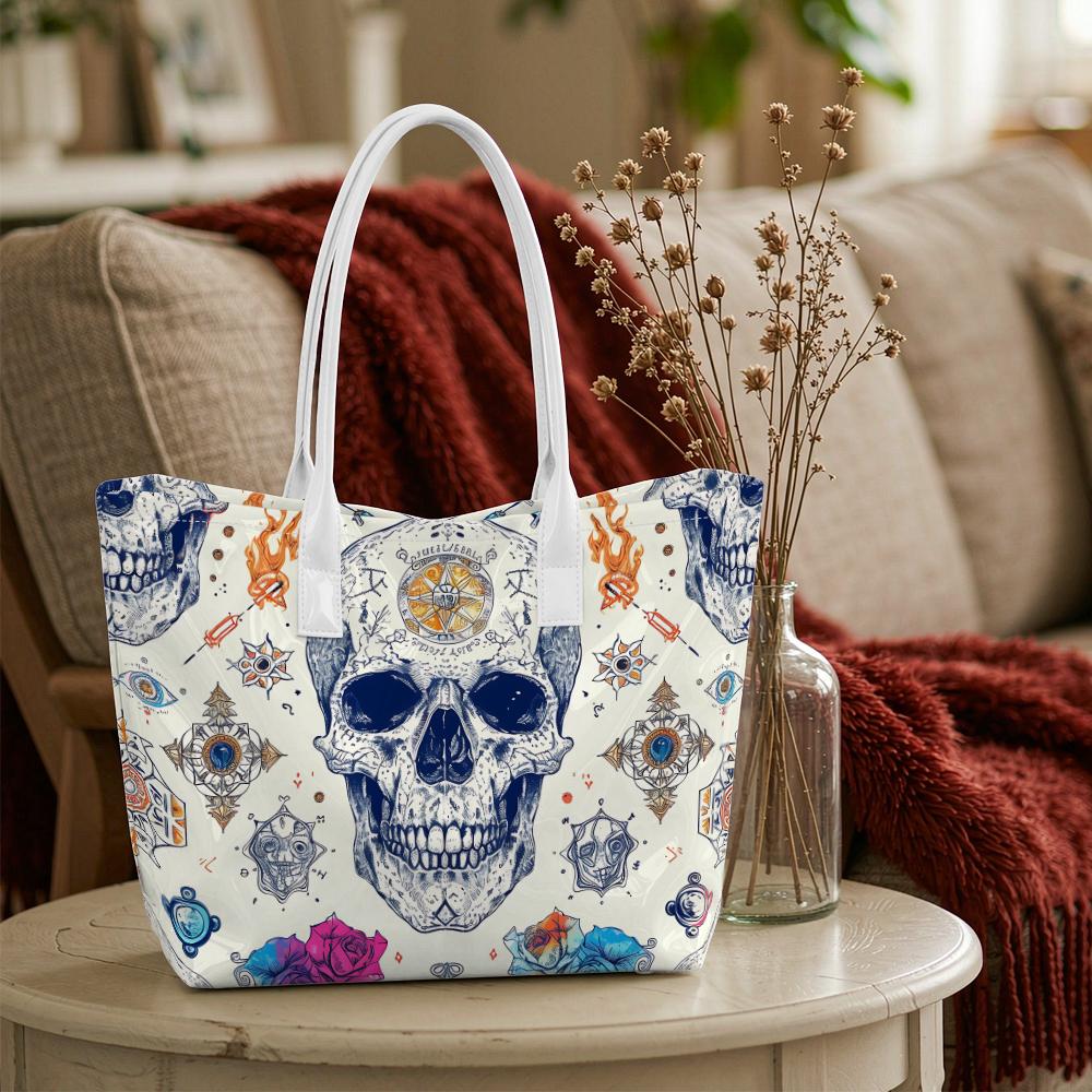 Mystic Skull Print Shoulder Bag Fashion Casual Portable Large Capacity Daily Tote Handbag