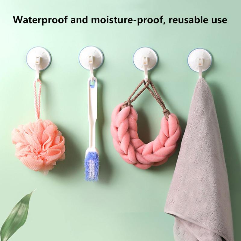 2pcs Suction Cup Hook Reusable Wall-mounted Vacuum Traceless Suction Cup Plastic Hook Toilet Bathroom Wall Punch-Free Hook
