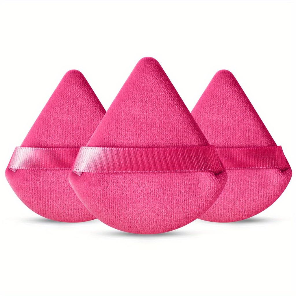 3pcs Triangular Powder Puff, Soft and Comfortable, Suitable for Loose Powder and Body Powder, Dry and Wet Dual-use, Makeup Tool, Beauty Tool