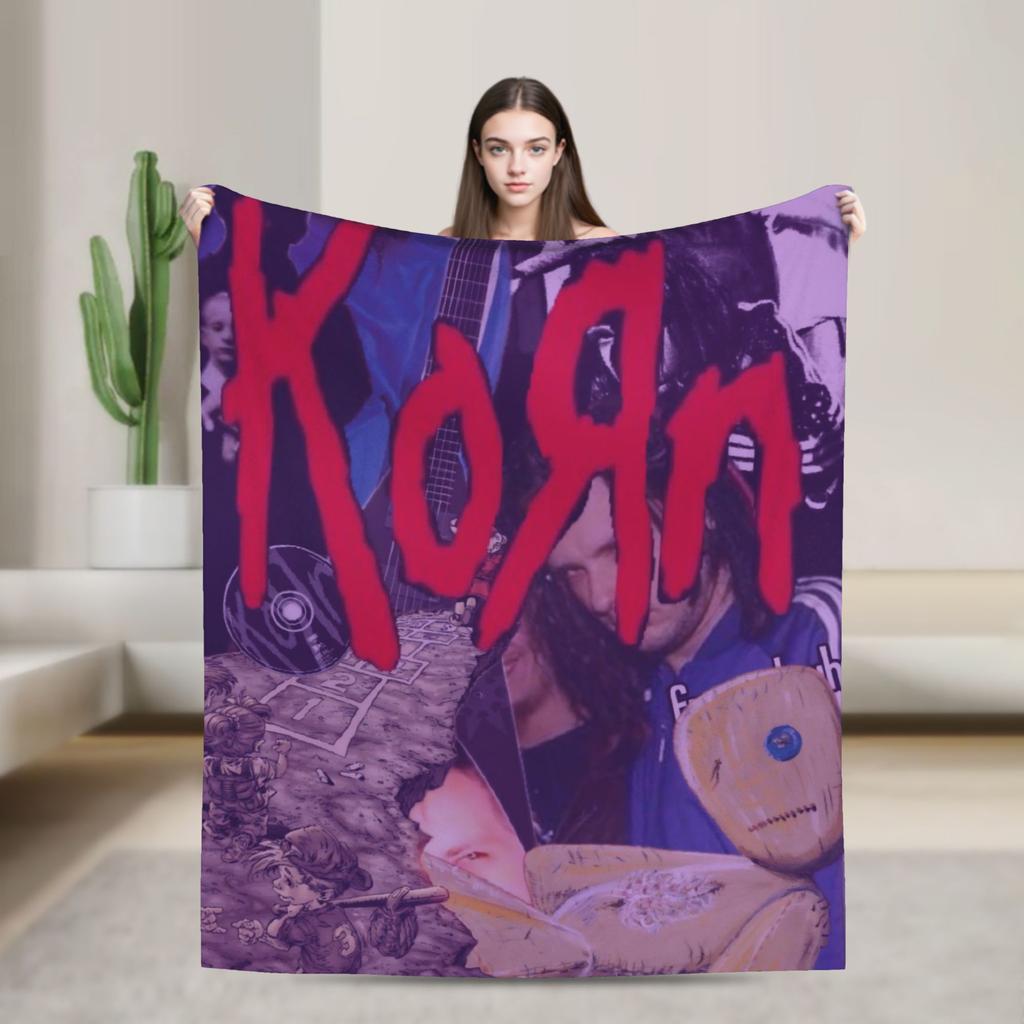 Korns Rock Band Music Flannel Throw Blanket Heavy Metal for Bedding Throws Knitted Blanket Outdoor Warm Multifunction