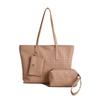This year's new fashionable textured woven pattern handbag commuting shoulder bag going out travel three-piece tote bag