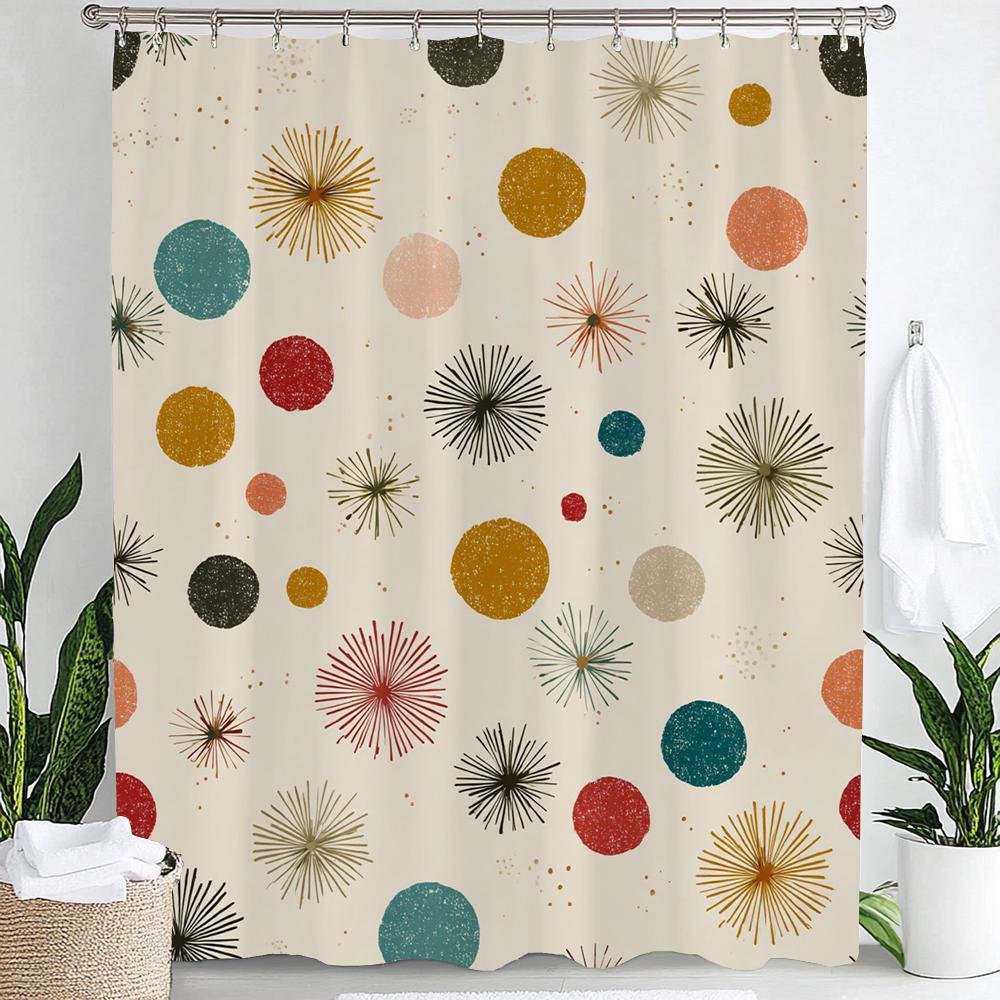 

Colorful Modern Geometric Printed Shower Curtain, Polyester Shower Curtain with Hooks for Bathroom Decorative Home Curtain 90x180cm-35x70in