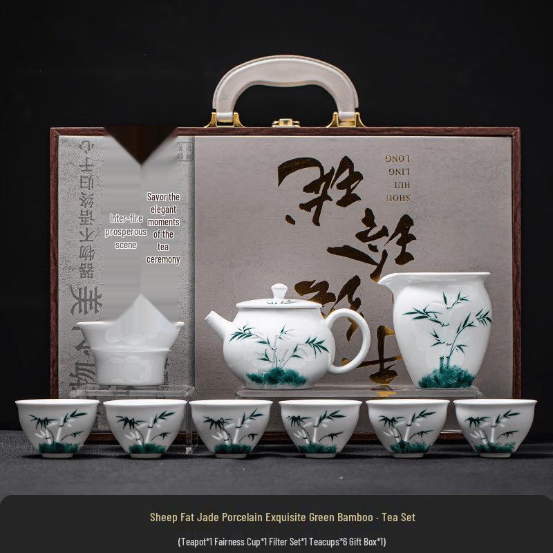 Exquisite Mutton Fat Jade Porcelain Kung Fu Tea Set