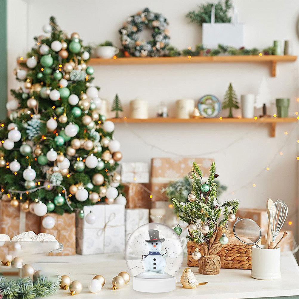 15Pcs DIY Snow Globe Kit Festive Home Decor Plastic Clear Globe Craft Supplies for Christmas Winter Theme Ornaments