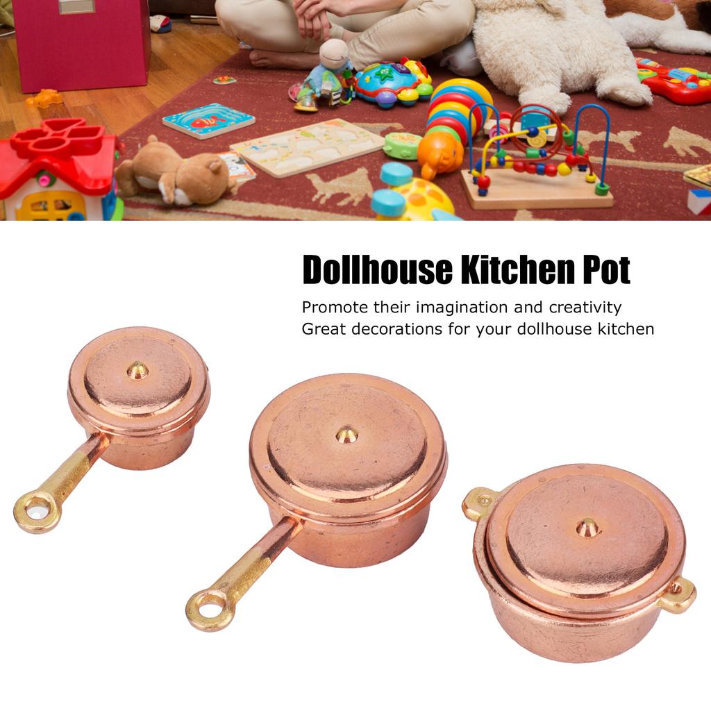 1:12   Cookware Set Miniature Simulation Pan Boiler Doll House Kitchen Accessory