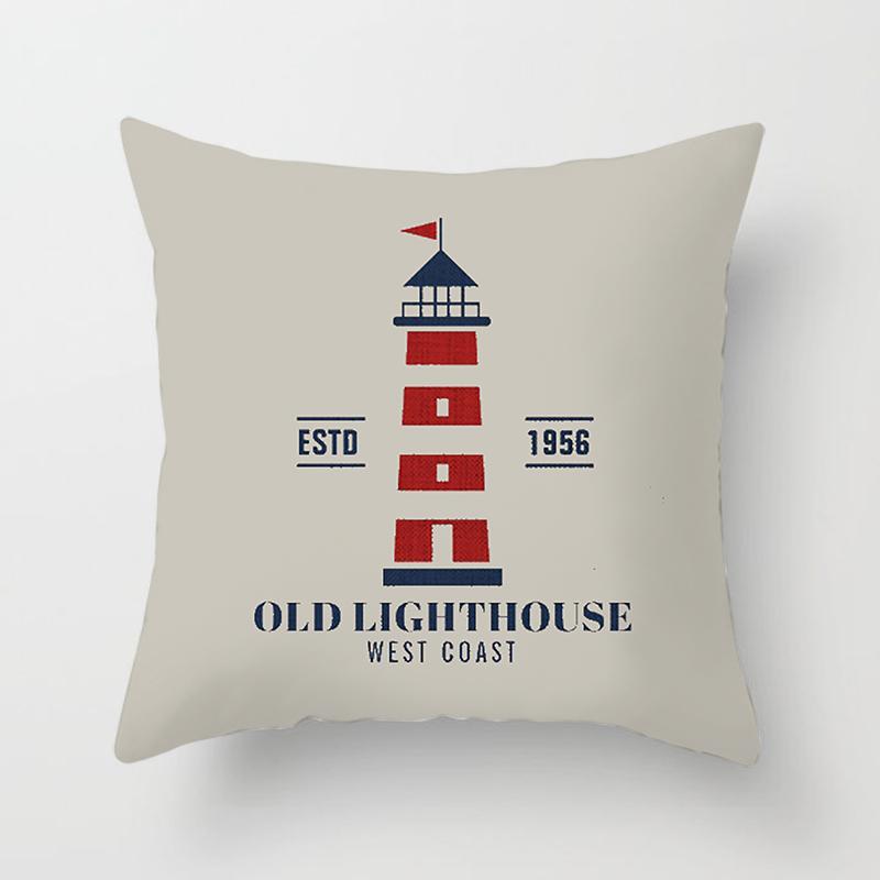 Compass Anchor Pillowcase Blue Home Decor Mediterranean Cushion Cover Car Sofa Office Decor Accessories Pillowcase