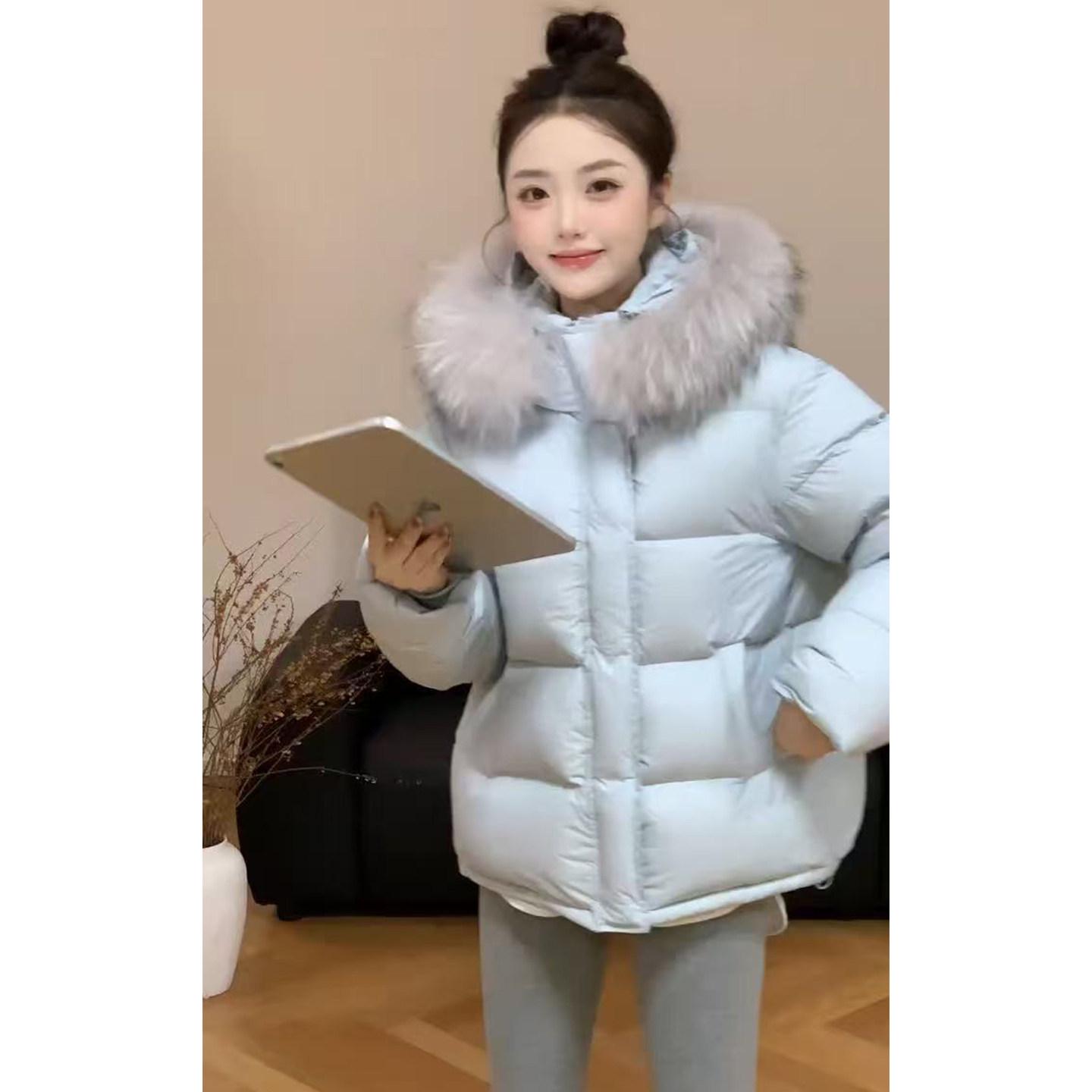

Stylish Women s Deep Winter Set: Trendy, Thick, Warm, with Detachable Fur Collar Down Cotton Jacket L (105-115 lbs)