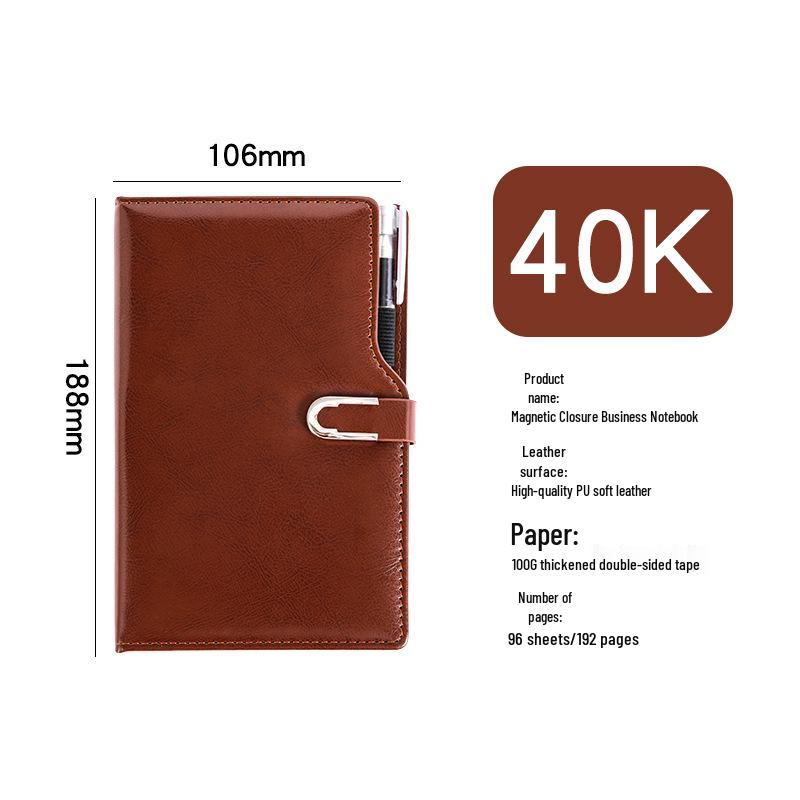 Faux Leather Notebook with Pen, Available in B5, A5, A6 - Ideal for Diary and Business Use