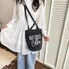 New Korean Style Casual Printed Washed Denim Shoulder Bag Simple Letters Bucket Crossbody Bag Fashi and Versatile Commute Bag