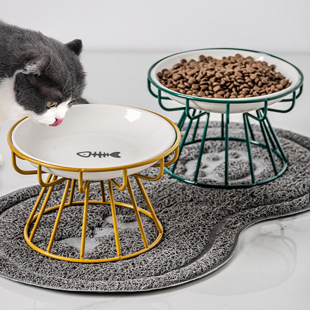 Elevated Cat Bowl For Neck Protection Stable Weighted Anti-Tip Base Modern Minimalist Home Decor