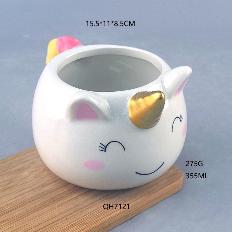Einhorn Keramiktasse Milch Frühstückstasse Regenbogenpferd Cartoon Bürotasse Zuhause kreative Tasse