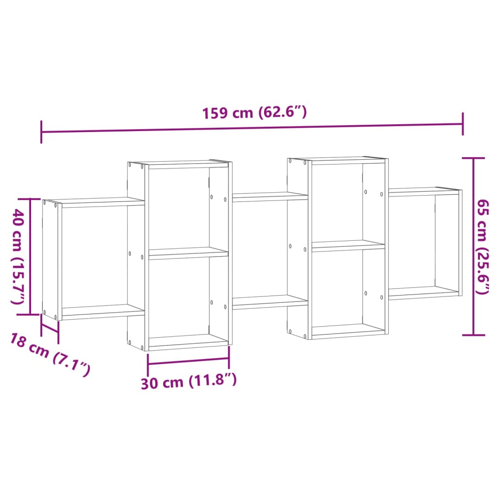 Wall Shelf Brown Oak Effect 159 x 18 x 65 cm Engineered Wood