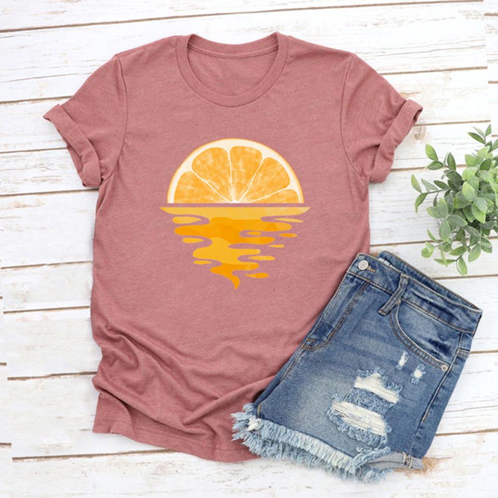 Orange Fruit Shirt Gift for Orange Lovers Gardening TShirt Womens Short Sleeve Graphic T Shirts Fruit Lover Birthday Party Tee