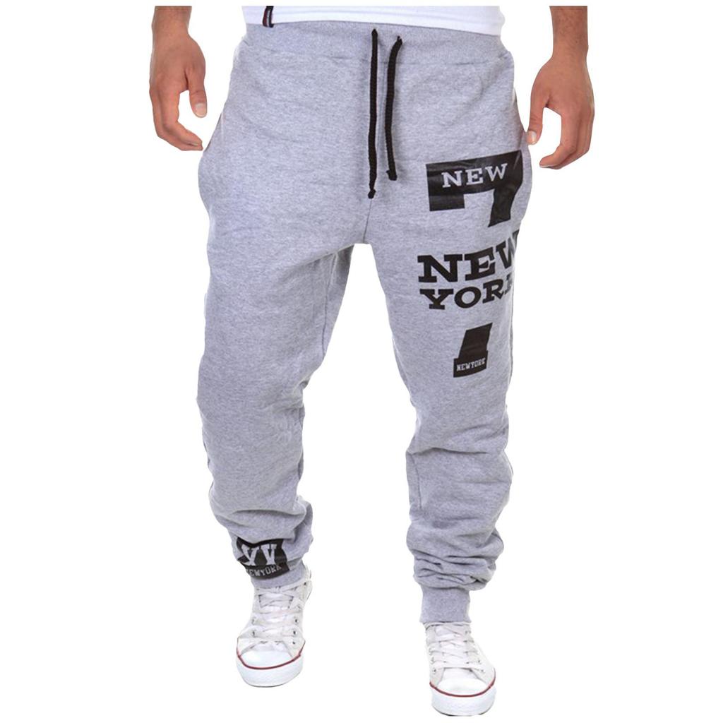Men's Fashion Number Letter Printed Pants Casual Pants Sports Pants KTB