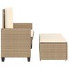 Garden Bench with Cushions and Footstool Beige Poly Rattan