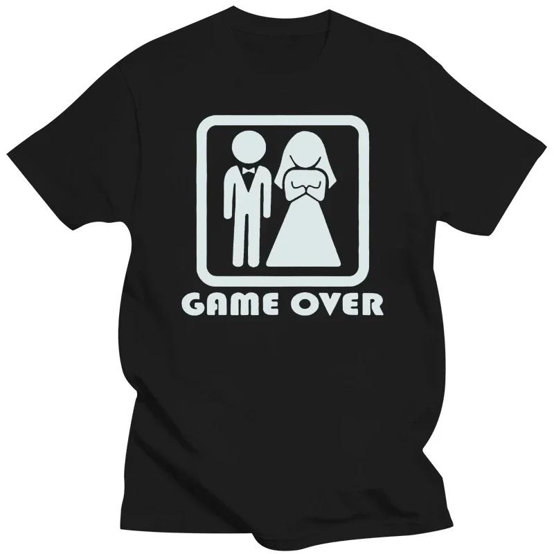Game Over Bride Groom Bachelor Party T Shirt Funny Tshirt Mens Clothing Short Sleeve Camisetas T-shirt Fashion Streetwear
