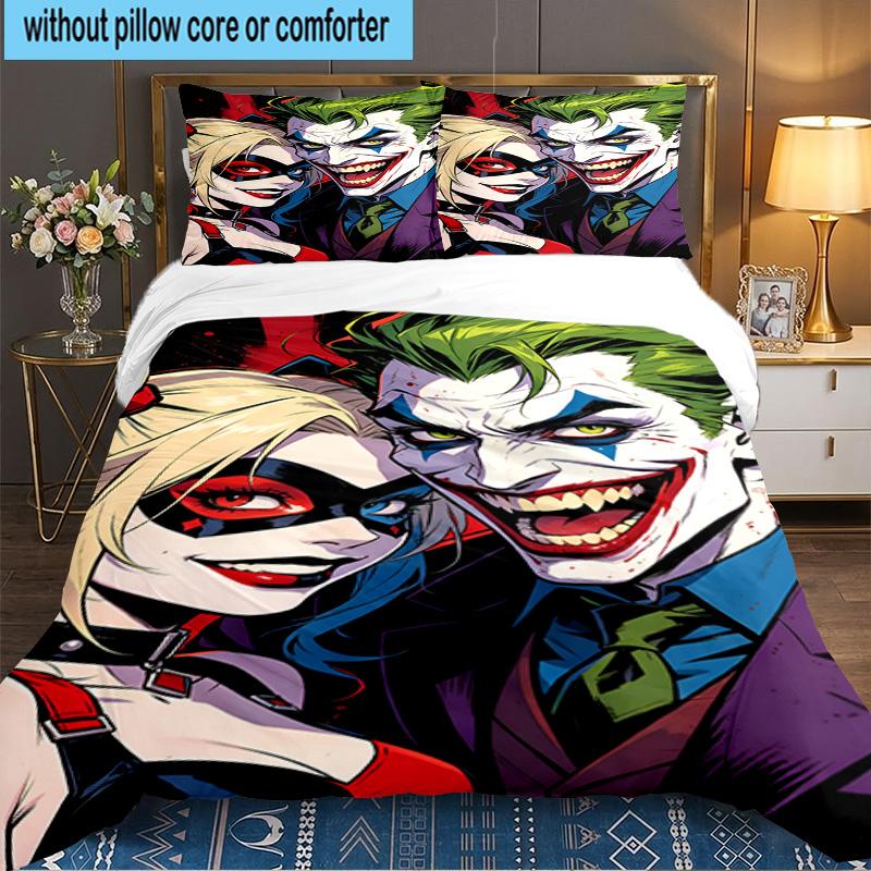 Jo-ker's Dark Saga 3pcs Bedding Set,Including 1pc Duvet Cover And 2pcs Pillowcases Perfect Gift for Christmas,Ideal for Bedroom, Dormitory