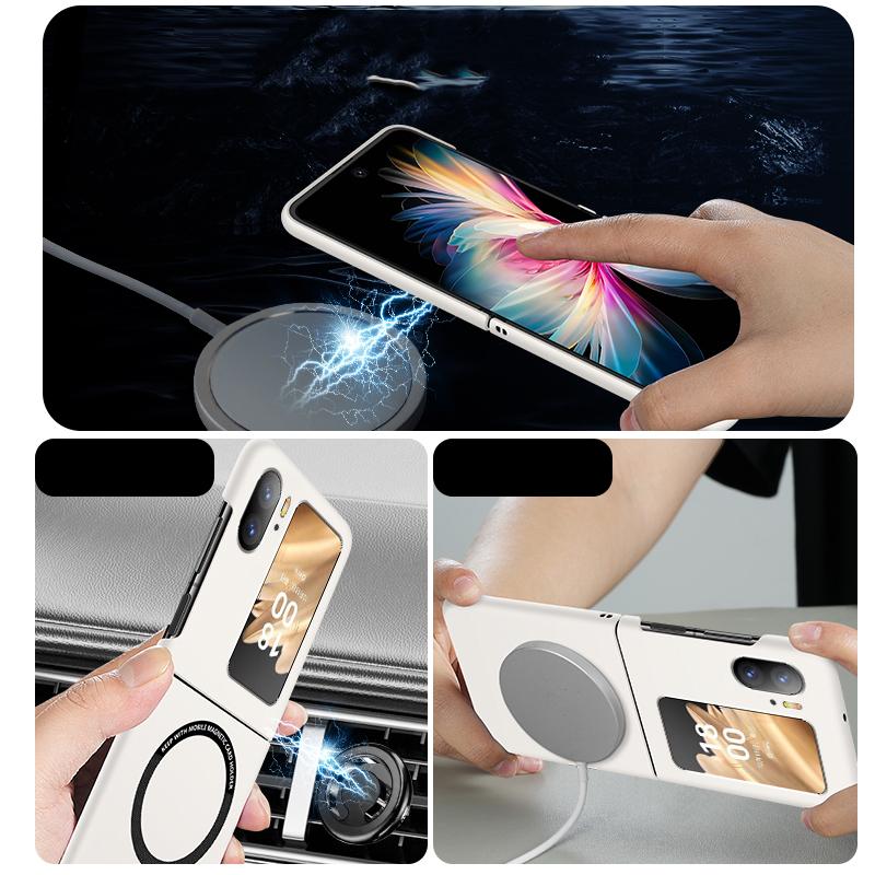 Matte Magnetic Anti-fingerprint PC Case For Oppo Find N3 N2 Flip Car Adsorption Shockproof Back Cover Shell