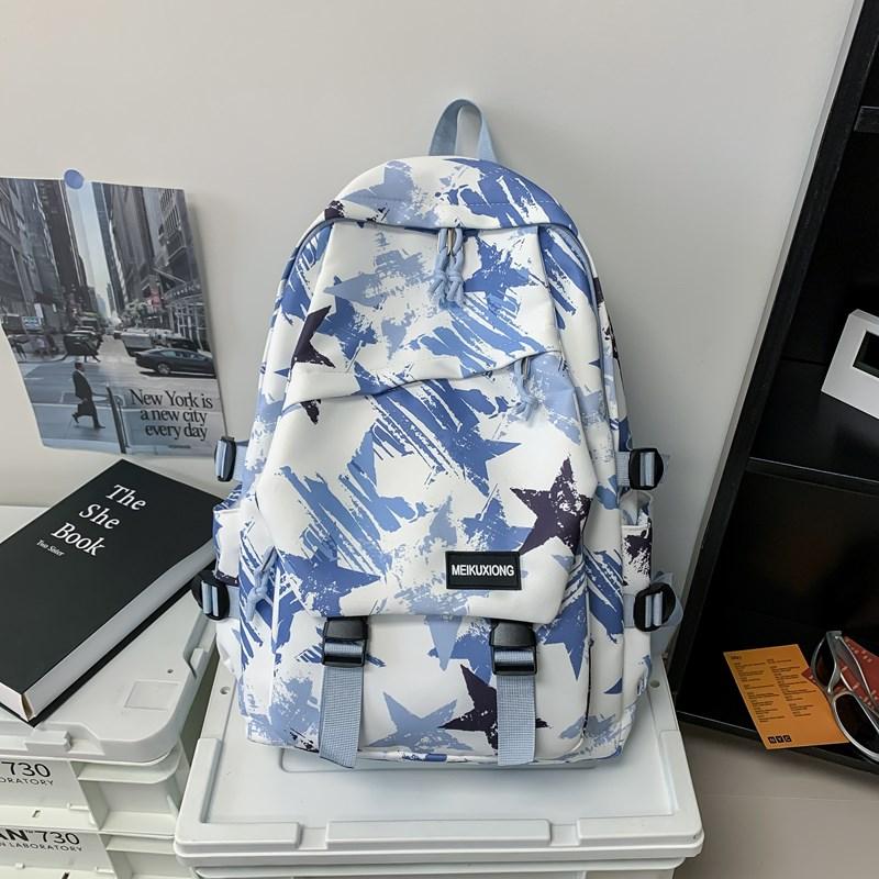 Star Graffiti Print Student Schoolbag Unisex Backpack