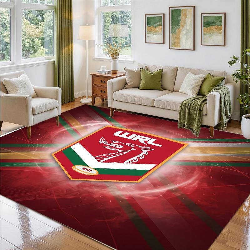 Wales Rugby Design Crystal Velvet Rug Soft Decorative Mat for Bedroom Entrance