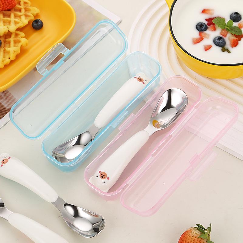 Łyżeczka do karmienia dziecka ze stali nierdzewnej 316 z kreskówkowym misiem