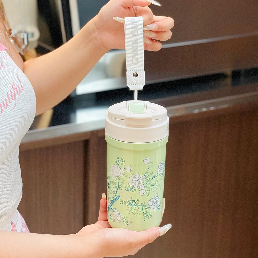 New High Appearance Level Thermos Cup Dieland Large Capacity Straw Cup Girls Office Coffee Cup Double Drinking Cup