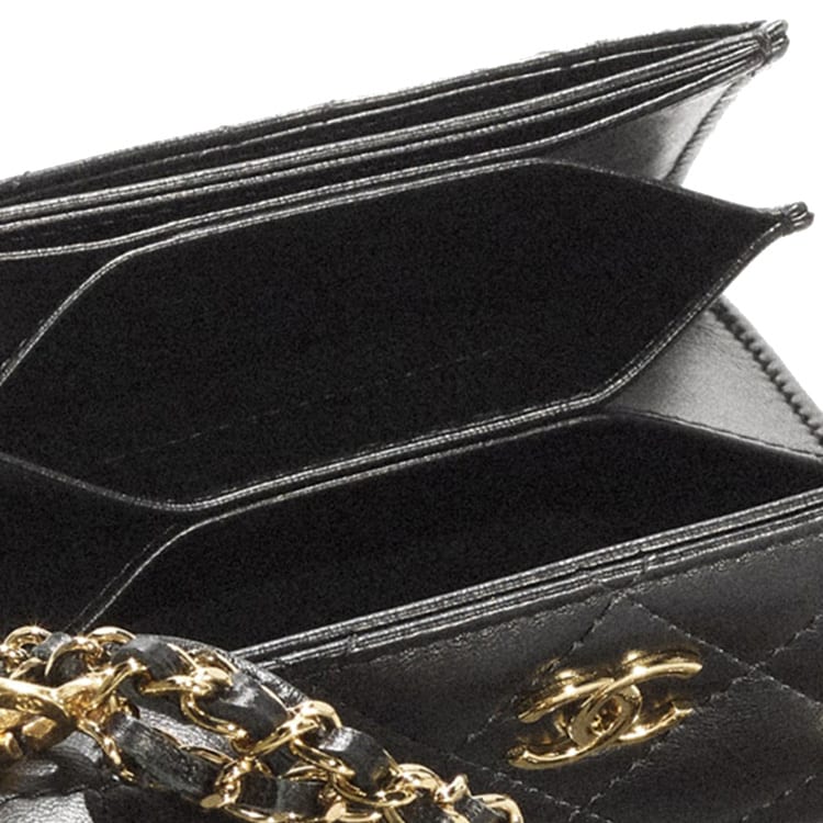 Chanel Sheepskin And Gold Metal Card Holder Women's Black AP2749-B07974-94305