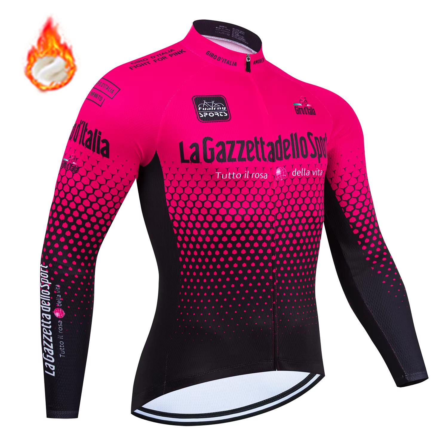 

2026 NEW Winter Fleece Cycling Jersey Long Sleeve Bicycle Cycling Clothing Thermal Bike Wear Invierno Maillot Ropa Ciclismo M лососевий