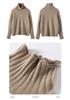 Autumn Winter Retro Cable Knit High Neck Cashmere Women's Sweater - Loose Fit, Solid Color Pullover