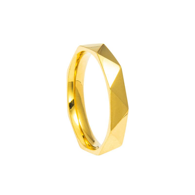 Classic 4mm Minimalist Stainless Steel Rhombus Surface Cut Unisex Ring Couple Jewelry Accessory Gift 6