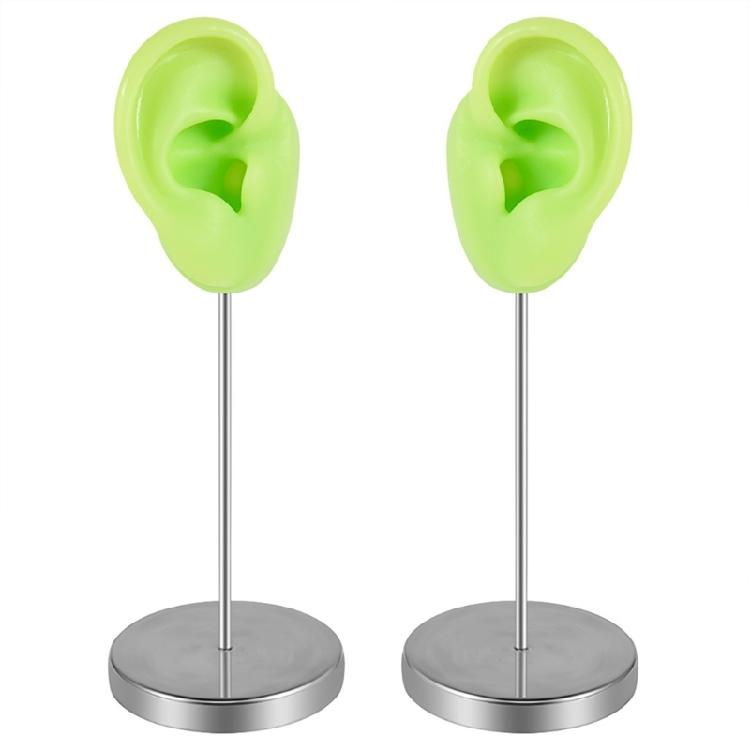 Artificial Left Right Ear Model Silicone Ear Mannequin for Accessories Display Human Ears Shaped Jewelry Exhibition Rack зелёный