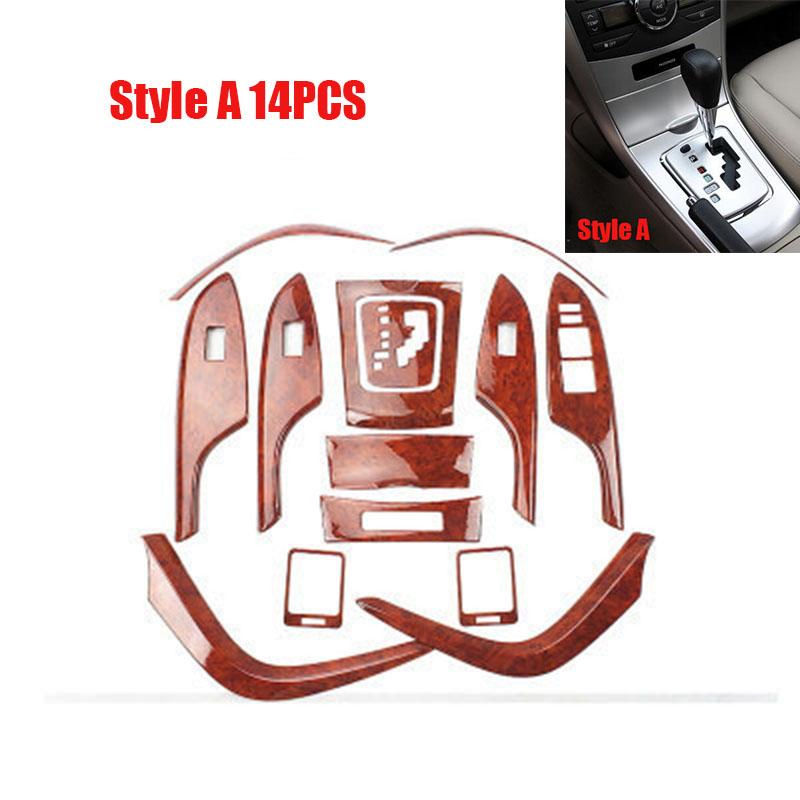 Interior Wooden Color Trim Center Console Cover Window Control Panel Moulding Trim Accessories For Toyota Corolla 2007-2013