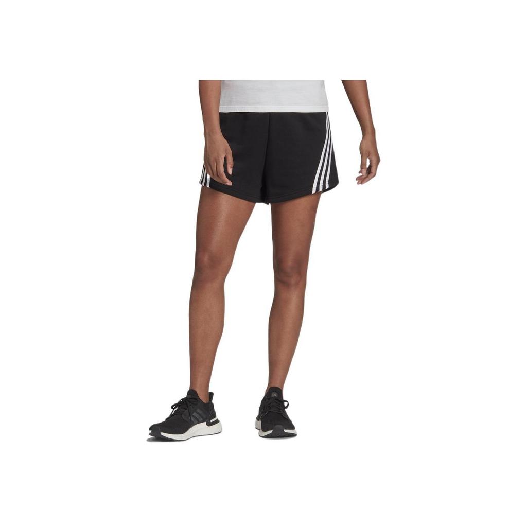 Adidas Contrast Stripe Drawstring Training Shorts Women Bottoms Black H57305