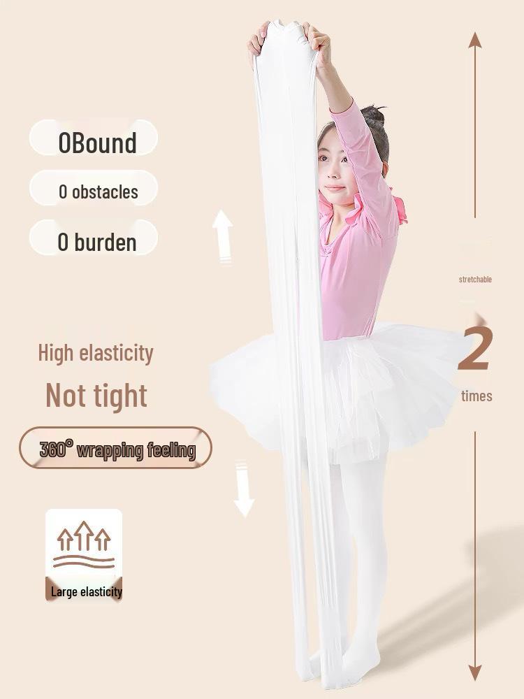 Spring/Summer Anti-Pilling White Velvet 90D Children's Dance Tights - Perfect for June Performances