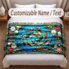 Koi Fish Theme Soft Blanket Personalized Custom Name Text Print Warm Blanket Home Sofa Bedroom Decor